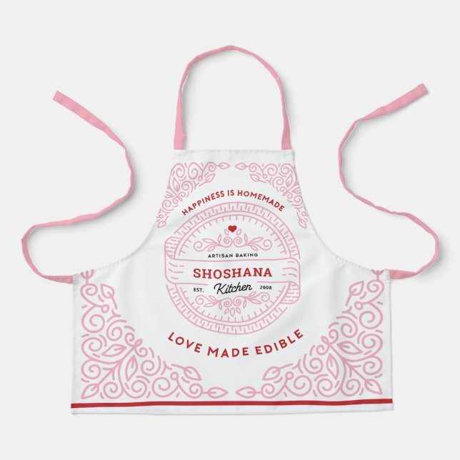 PINK Happiness is Homemade KIDS Baking Apron (Front)