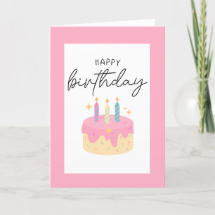 Pink Happy Birthday Card