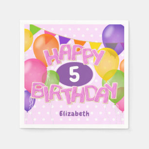 pink happy birthday cutout cookies w balloons napkin