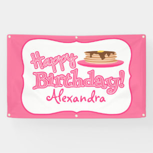 Pink Happy Birthday Pancakes Banner