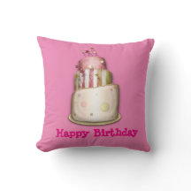 Pink "Happy Birthday" Pillow with Cake