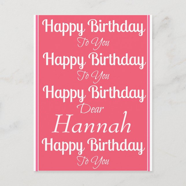 Pink Happy Birthday Song Postcard (Front)