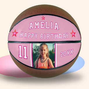 Pink Happy Birthday Stars Player Photo  Basketball