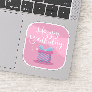 Pink Happy Birthday Sticker