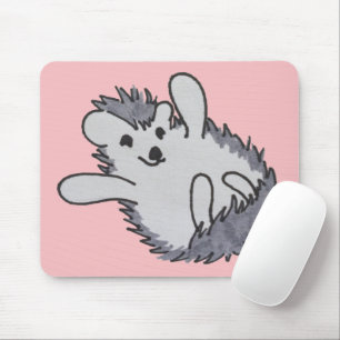Pink Happy Cute Hedgehog Mousepad