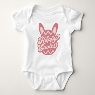 Pink Happy Easter Bunny  Baby Bodysuit