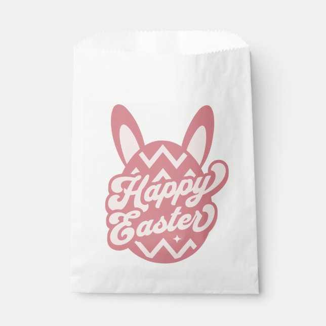 Pink Happy Easter Bunny  Favour Bag (Front)