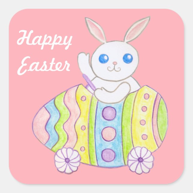 Pink Happy Easter Stickers (Front)