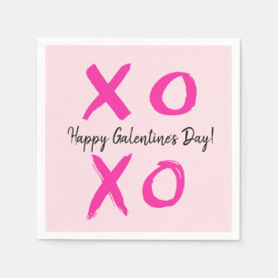 Pink Happy Galentine's day XOXO Valentine's Napkin