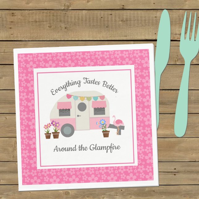 Pink Happy Glamper Party Paper Napkin (Creator Uploaded)