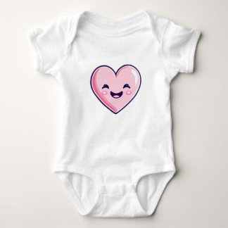 pink happy heart baby bodysuit