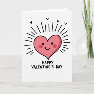 Pink Happy Heart Valentines Day Card