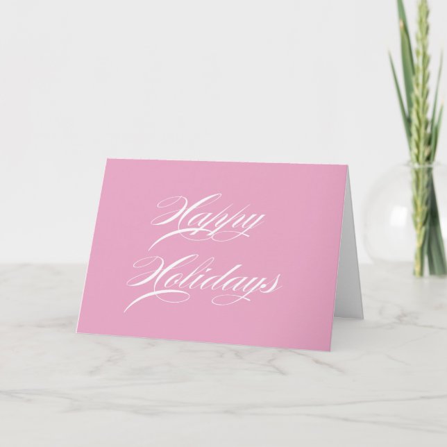 Pink Happy Holidays Cards (Front)