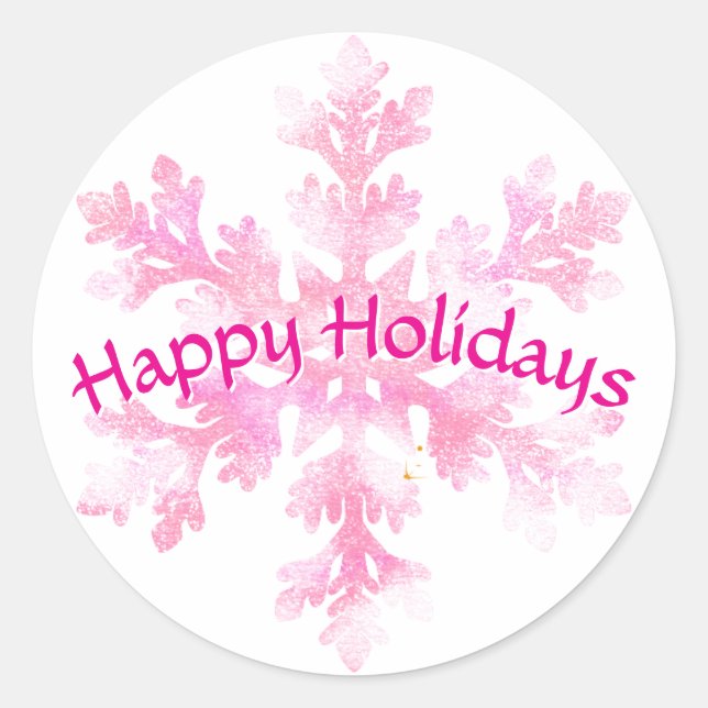 pink happy holidays sticker (Front)