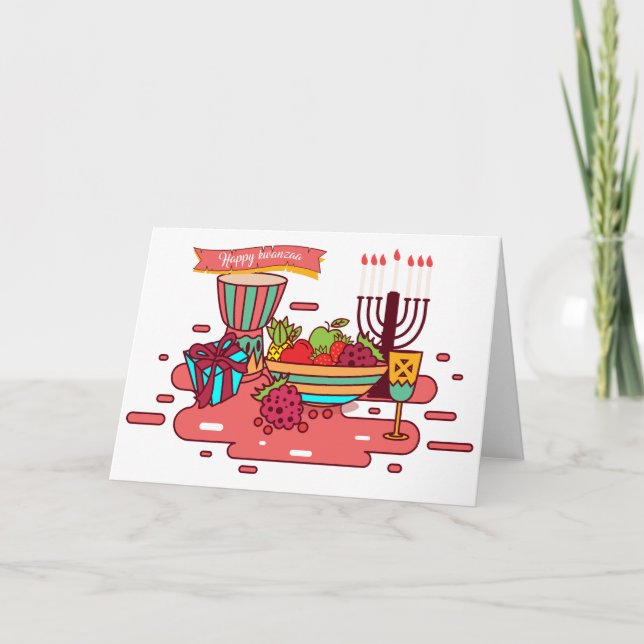 pink happy kwanzaa holiday card (Front)