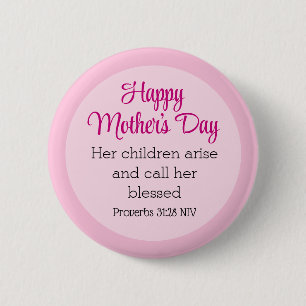 Pink Happy Mother's Day Bible Verse Simple 6 Cm Round Badge