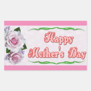 Pink Happy Mother's Day Rectangular Sticker