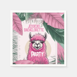 Pink Happy Smiling Lama Bachelorette Napkin