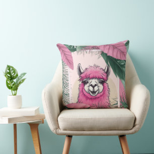 Pink Happy Smiling Lama Cushion