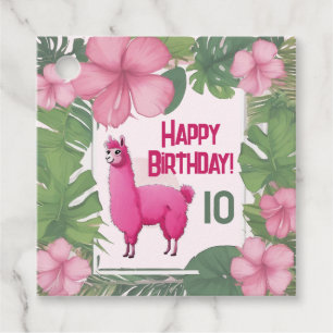 Pink Happy Smiling Lama Favour Tags