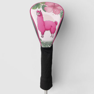 Pink Happy Smiling Lama Golf Head Cover