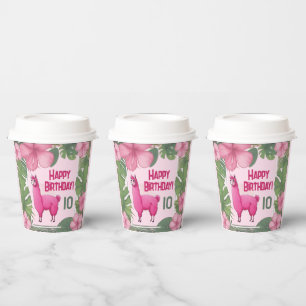 Pink Happy Smiling Lama Paper Cups