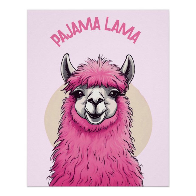 Pink Happy Smiling Lama Poster (Front)