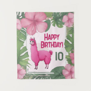 Pink Happy Smiling Lama Tapestry