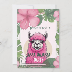 Pink Happy Smiling Pajama Lama Invitation
