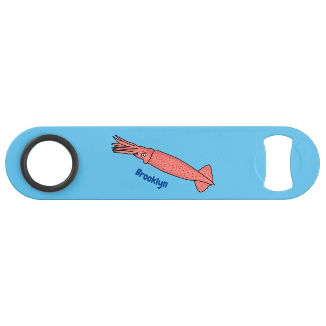 Pink happy squid cartoon illustration  (Front (Horizontal))