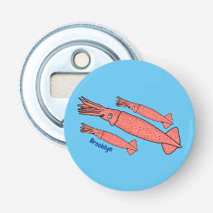 Pink happy squid cartoon illustration bottle opener