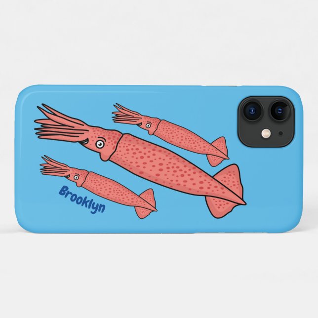 Pink happy squid cartoon illustration Case-Mate iPhone case (Back (Horizontal))