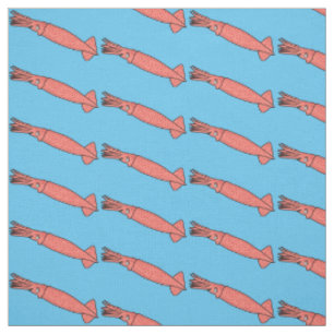 Pink happy squid cartoon illustration fabric
