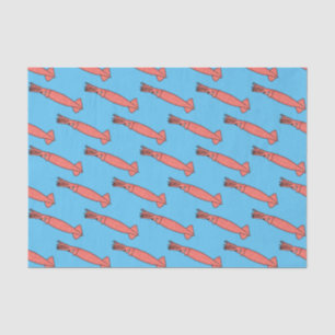 Pink happy squid cartoon illustration tissue paper