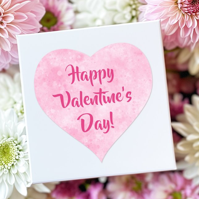 Pink Happy Valentine's Day Heart Sticker (Pink Happy Valentine's Day Heart Sticker)