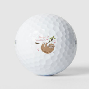 pink happy valentines day sloth golf balls