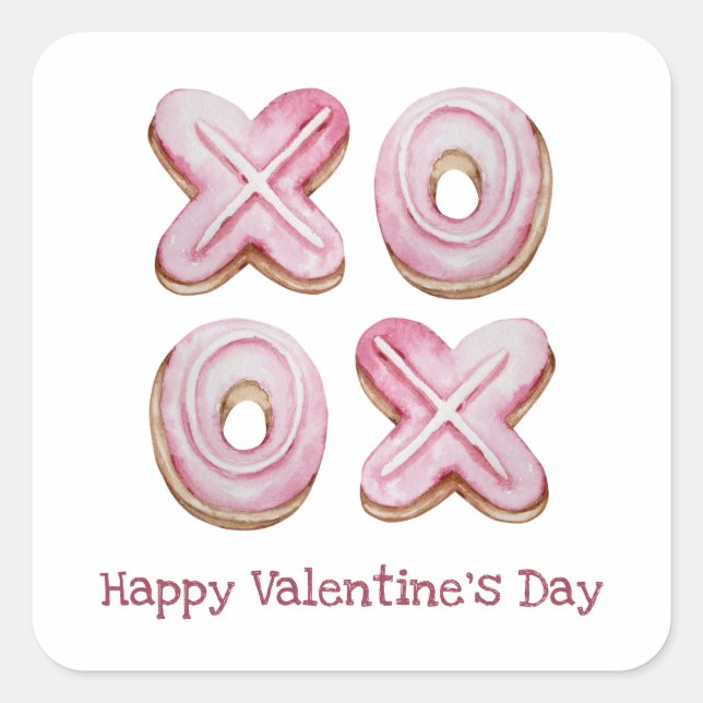 Pink Happy Valentine's Day Square Sticker (Front)