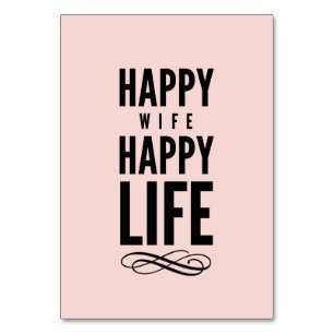 Pink Happy Wife Funny Wise Words Table Number