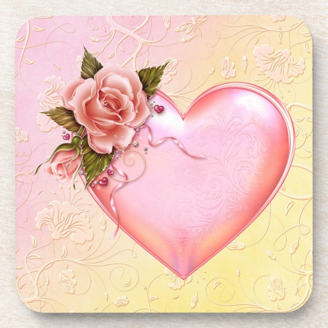 Pink Hard Plastic coasters/cork back - set of 6 Coaster (Front)