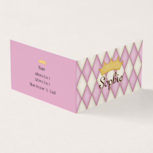 Pink Harlequin Personalised Princess Play Date Business Card