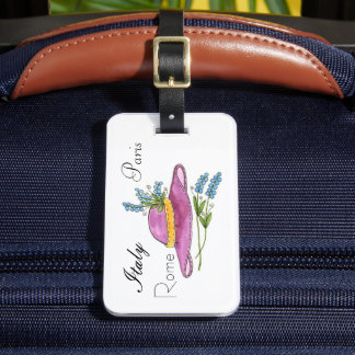 Pink Hat with Flowers Luggage Tag
