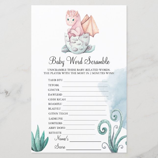 Pink Hatching Dragon Baby Scramble Baby Game (Front)