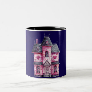 Pink Haunted House Two-Tone Coffee Mug