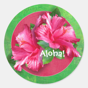 Pink Hawaiian Aloha Hibiscus Stickers