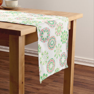 Pink Hawaiian Ice Snow Tropical Hibiscus Snowflake Medium Table Runner