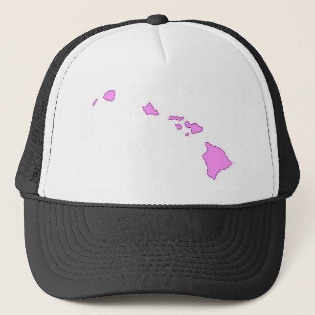 pink hawaiian island trucker hat (Front)
