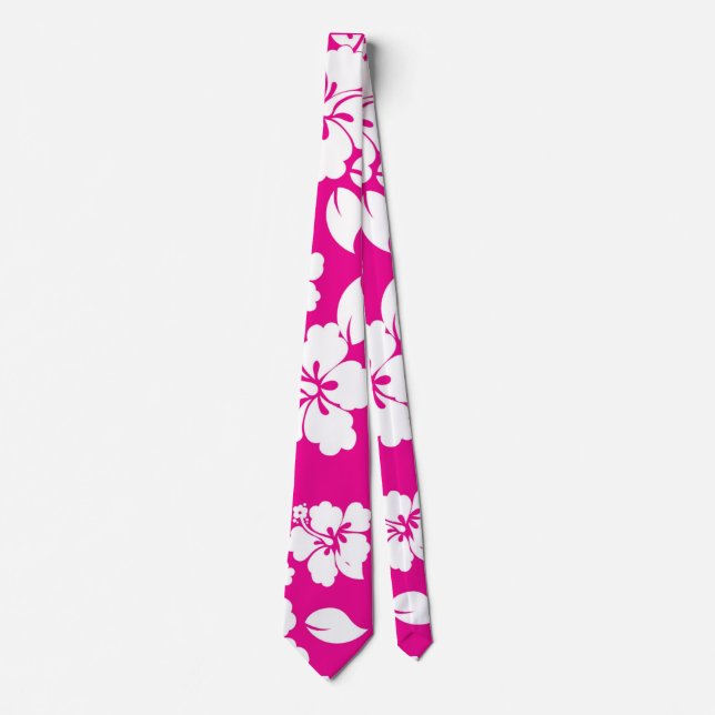Pink Hawaiian Pattern Tie (Front)