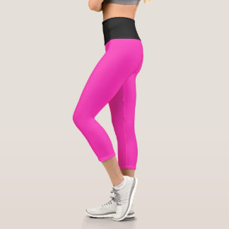 Pink Haze Black High Waisted Yoga Capris