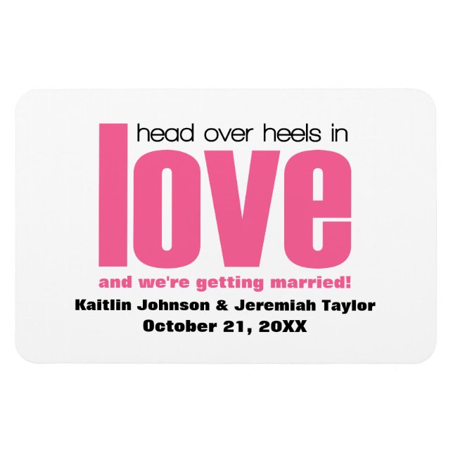 Pink Head Over Heels Save the Date Magnet (Horizontal)