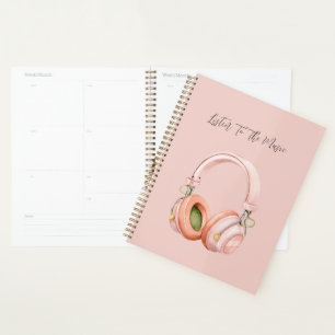 Pink Headphones Listen To The Music Planner